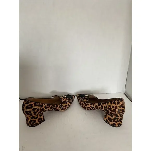 Franco Sarto - Leopard Calf Hair Slip On Low Block Heel Pumps - 9M - Picture 6 of 10